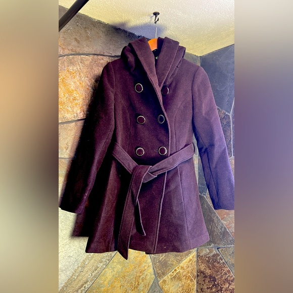 Very dark brown, size XS, Eclipse, belted jacket with hood. - Picture 1 of 8